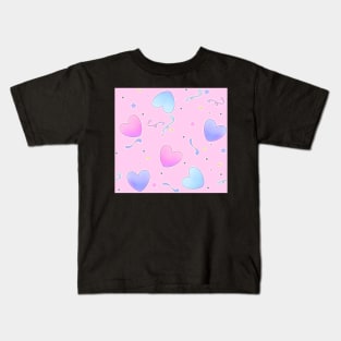 Fairy Kei Hearts on Pink Kids T-Shirt